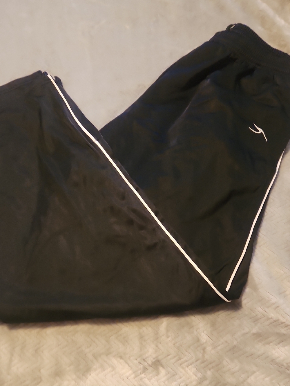 Black Track Pants with White Piping